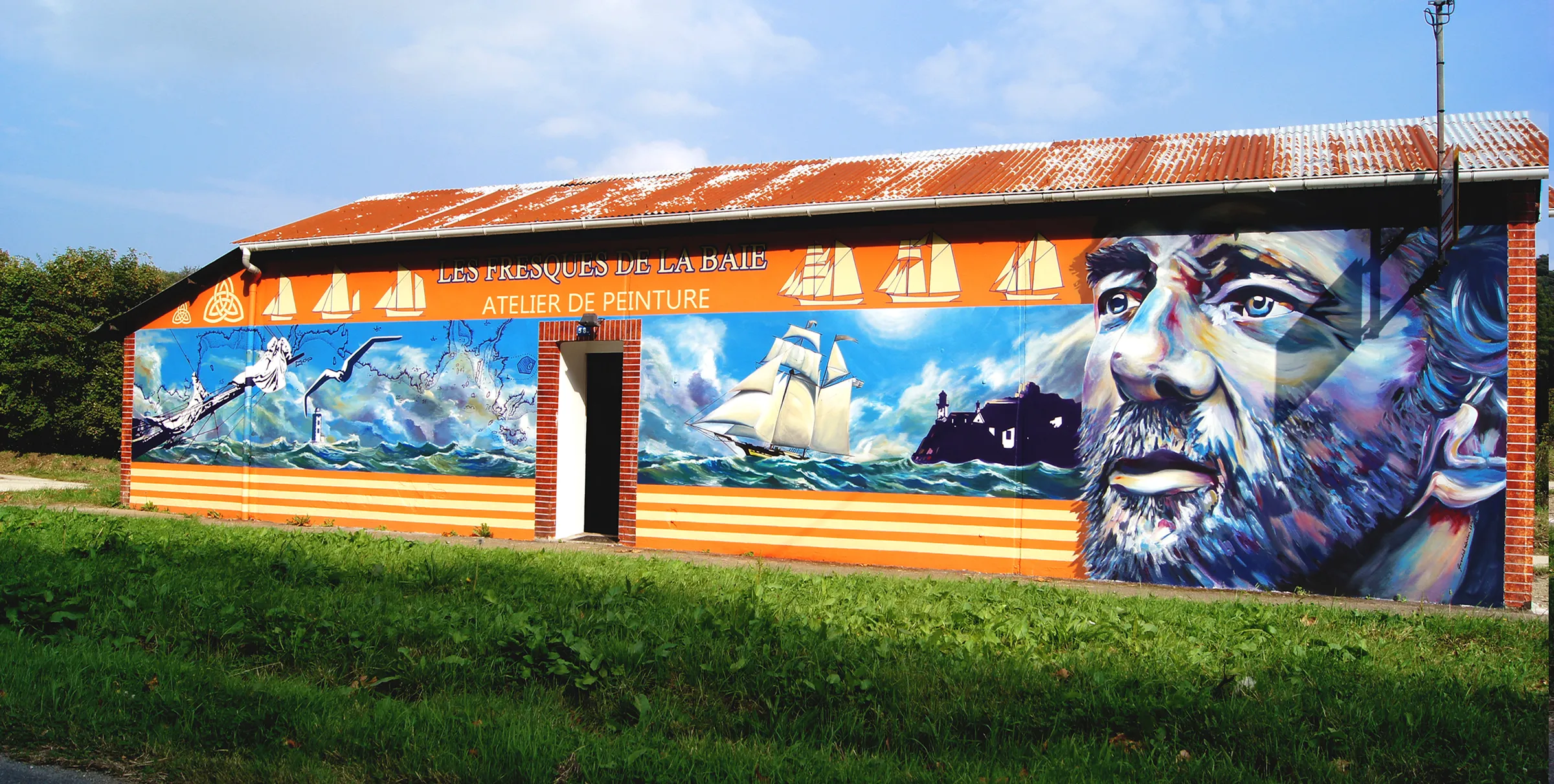 Fresque monumentale street art en hommage à Éric Tabarly, à Morlaix